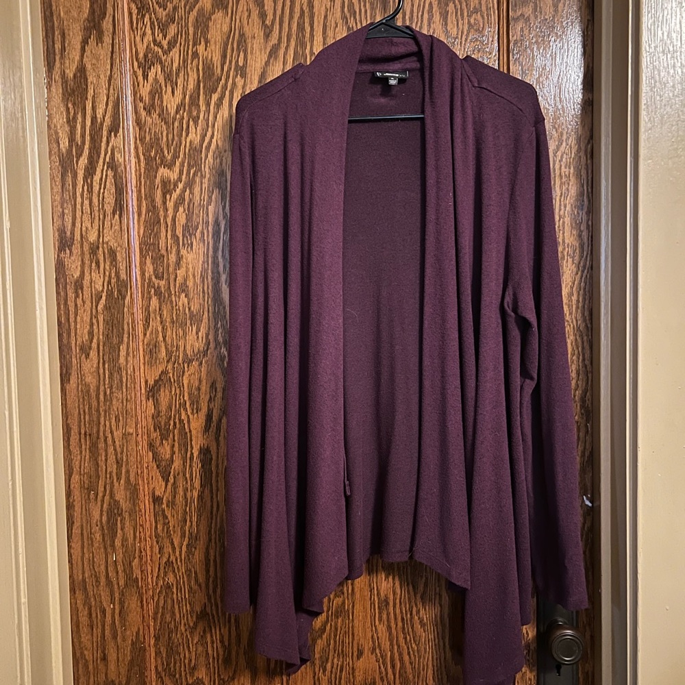 B for Bobeau Waterfall Cardigan XL in eggplant